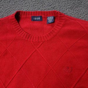IZOD Pullover Sweater Mens Size XL Red Cotton Knit